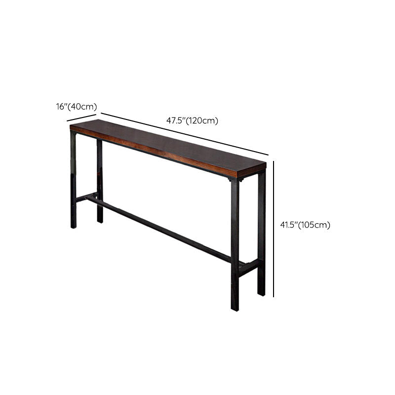 Mesa de altura de barra industrial Mesa de bar de bistró con tapa de madera maciza con base de metal
