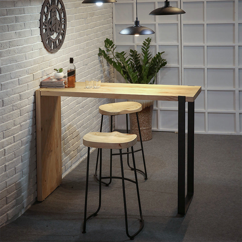 Modern Bar Height Table Solid Wood Top Bistro Bar Table for Patio Use 39.4"L x 17.7"W x 41.3"H Without Chairs Clearhalo 'Bar Furniture' 'Bar Tables' 'bar_tables' 'furn' 'furn_bar_tables' 'Furniture' 'Kitchen & Dining Furniture' 6474300