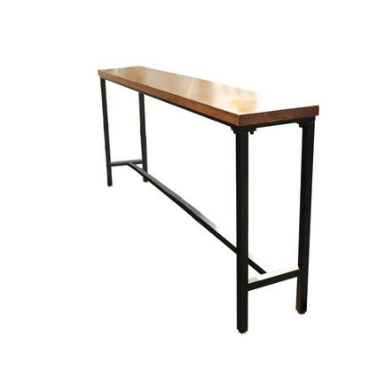 Industrial Bar Height Table Solid Wood Top Bistro Table with Black Base Without Chairs Clearhalo 'Bar Furniture' 'Bar Tables' 'bar_tables' 'furn' 'furn_bar_tables' 'Furniture' 'Kitchen & Dining Furniture' 6474331
