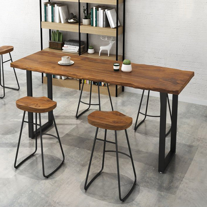 Industrial Bar Height Table Solid Wood Top Bistro Pub Table with Sled Base 70.9"L x 15.7"W x 41.3"H Without Chairs Clearhalo 'Bar Furniture' 'Bar Tables' 'bar_tables' 'furn' 'furn_bar_tables' 'Furniture' 'Kitchen & Dining Furniture' 6474388