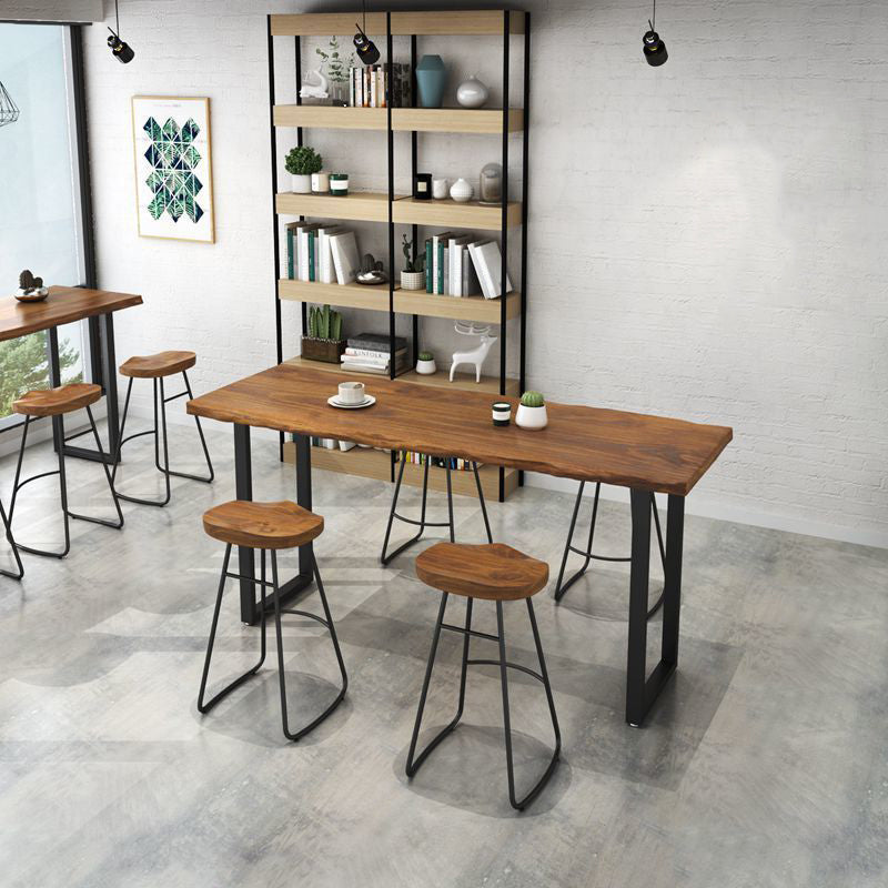 Industrial Bar Height Table Solid Wood Top Bistro Pub Table with Sled Base Clearhalo 'Bar Furniture' 'Bar Tables' 'bar_tables' 'furn' 'furn_bar_tables' 'Furniture' 'Kitchen & Dining Furniture' 6474389