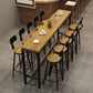 Mesa de altura de barra industrial, mesa de pub tipo bistró con tapa de madera maciza y base de caballete