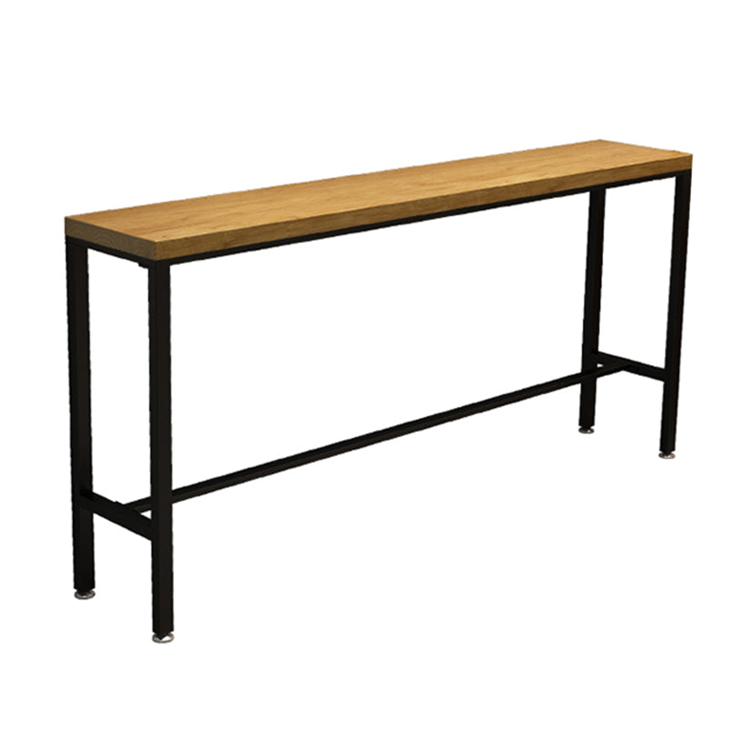 Mesa de altura de barra industrial, mesa de pub tipo bistró con tapa de madera maciza y base de caballete