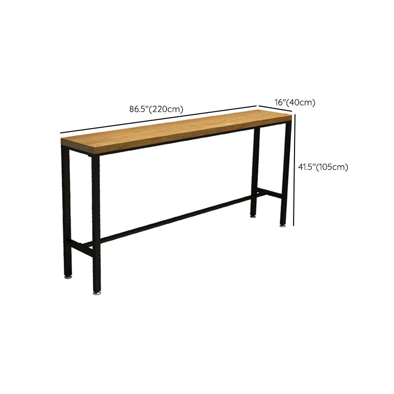 Mesa de altura de barra industrial, mesa de pub tipo bistró con tapa de madera maciza y base de caballete