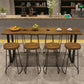 Industrial Bar Height Table Solid Wood Top Bistro Bar Table with Sled Base