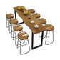 Industrial Bar Height Table Solid Wood Top Bistro Bar Table with Sled Base