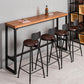 Mesa de altura de barra industrial, mesa Bistro con tapa de madera maciza para uso en patio