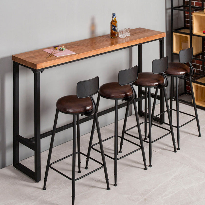 Mesa de altura de barra industrial, mesa Bistro con tapa de madera maciza para uso en patio