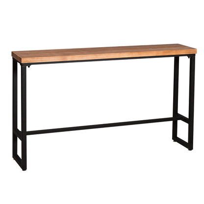 Mesa de altura de barra industrial, mesa Bistro con tapa de madera maciza para uso en patio