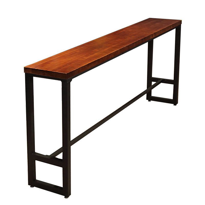 Table de bar rectangulaire à hauteur de barre avec base en métal noir pour utilisation sur patio