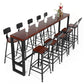Table de bar rectangulaire à hauteur de barre avec base en métal noir pour utilisation sur patio