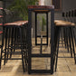 Table de bar rectangulaire à hauteur de barre avec base en métal noir pour utilisation sur patio