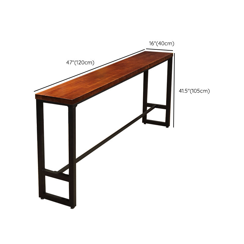 Table de bar rectangulaire à hauteur de barre avec base en métal noir pour utilisation sur patio
