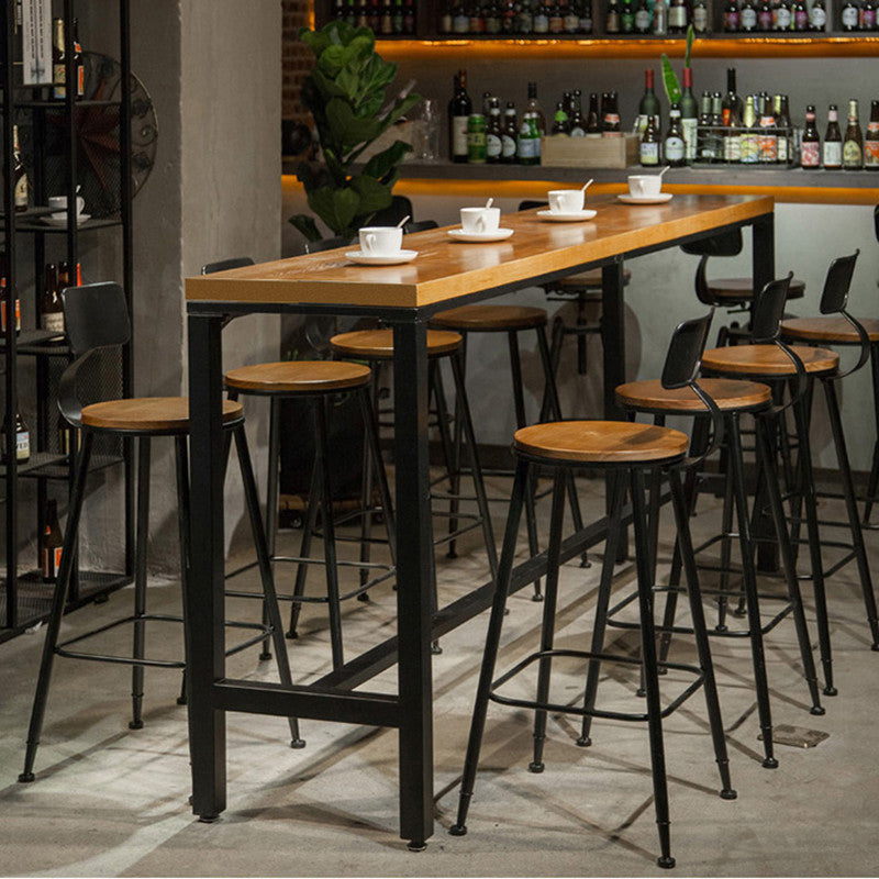 Rectangular Bar Height Table Black Legs and Metal Base Bar Table 86.6"L x 15.7"W x 41.3"H Without Chairs Clearhalo 'Bar Furniture' 'Bar Tables' 'bar_tables' 'furn' 'furn_bar_tables' 'Furniture' 'Kitchen & Dining Furniture' 6474489