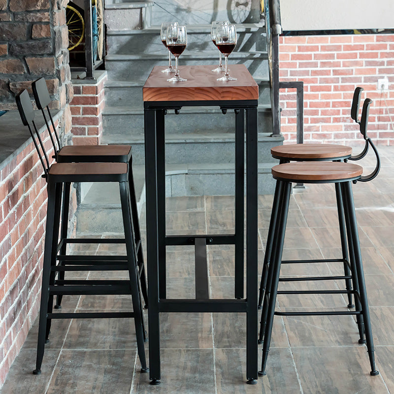 Rectangular Bar Height Table Black Legs and Metal Base Bistro Pub Table 63"L x 15.7"W x 41.3"H Without Chairs Clearhalo 'Bar Furniture' 'Bar Tables' 'bar_tables' 'furn' 'furn_bar_tables' 'Furniture' 'Kitchen & Dining Furniture' 6474507