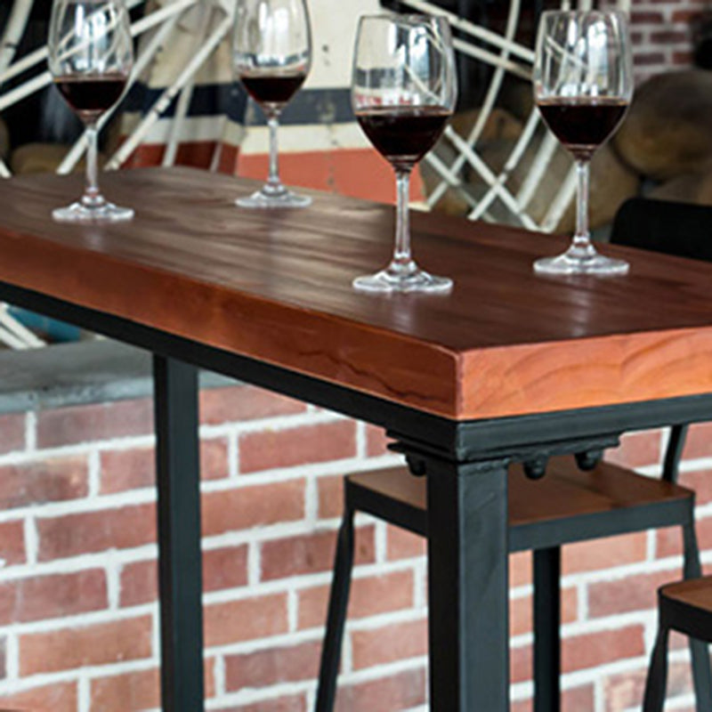 Rectangular Bar Height Table Black Legs and Metal Base Bistro Pub Table Clearhalo 'Bar Furniture' 'Bar Tables' 'bar_tables' 'furn' 'furn_bar_tables' 'Furniture' 'Kitchen & Dining Furniture' 6474508