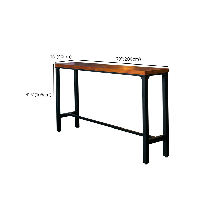 Rectangular Bar Height Table Black Legs and Metal Base Bistro Pub Table Clearhalo 'Bar Furniture' 'Bar Tables' 'bar_tables' 'furn' 'furn_bar_tables' 'Furniture' 'Kitchen & Dining Furniture' 6474516