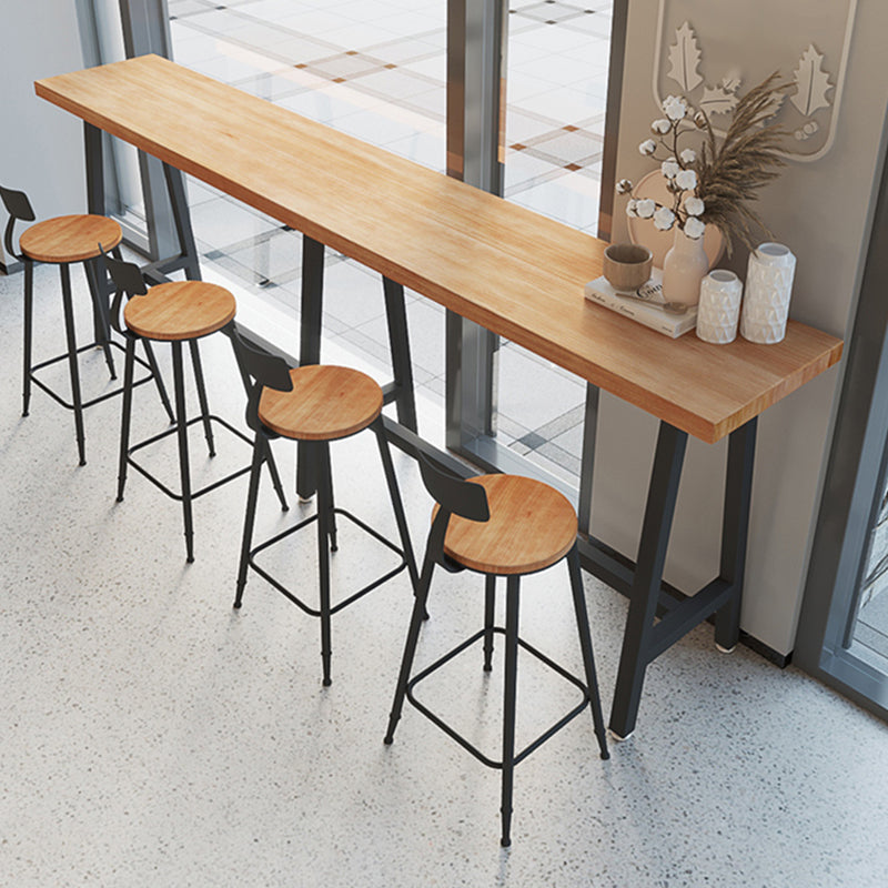 Table de bar rectangulaire à hauteur de bar, base en métal noir, table de bistro pour salon