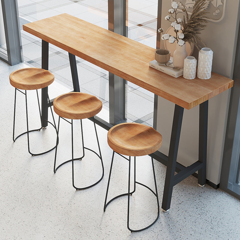 Table de bar rectangulaire à hauteur de bar, base en métal noir, table de bistro pour salon