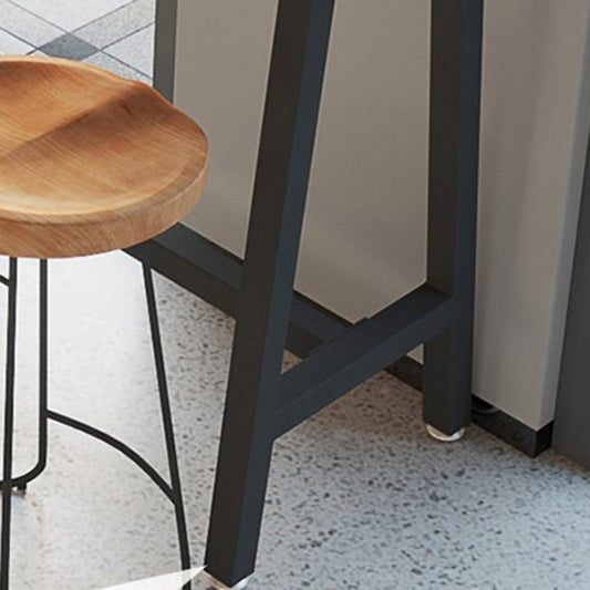 長方形のバーの高さテーブルブラックメタルベースリビングルーム用ビストロバーテーブル