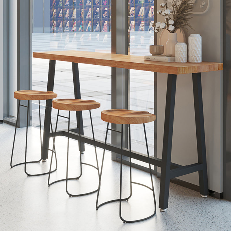 Table de bar rectangulaire à hauteur de bar, base en métal noir, table de bistro pour salon