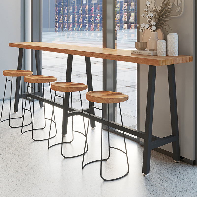 Table de bar rectangulaire à hauteur de bar, base en métal noir, table de bistro pour salon
