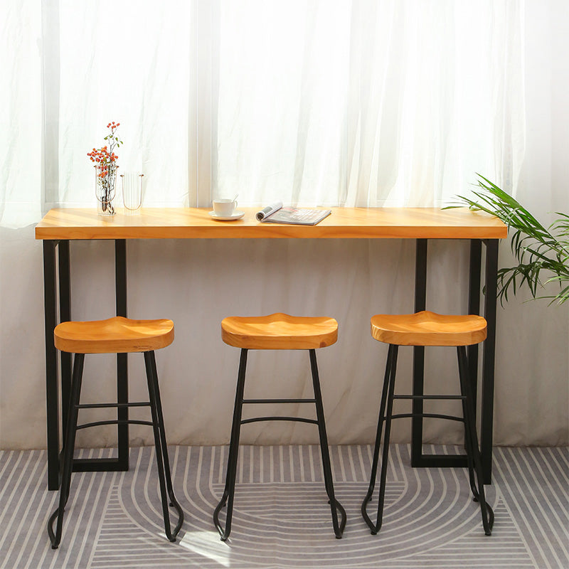 Rectangular Bar Height Table Black Legs and Metal Base Bar Table for Living Room 70.9"L x 15.7"W x 41.3"H Without Chairs Clearhalo 'Bar Furniture' 'Bar Tables' 'bar_tables' 'furn' 'furn_bar_tables' 'Furniture' 'Kitchen & Dining Furniture' 6474561