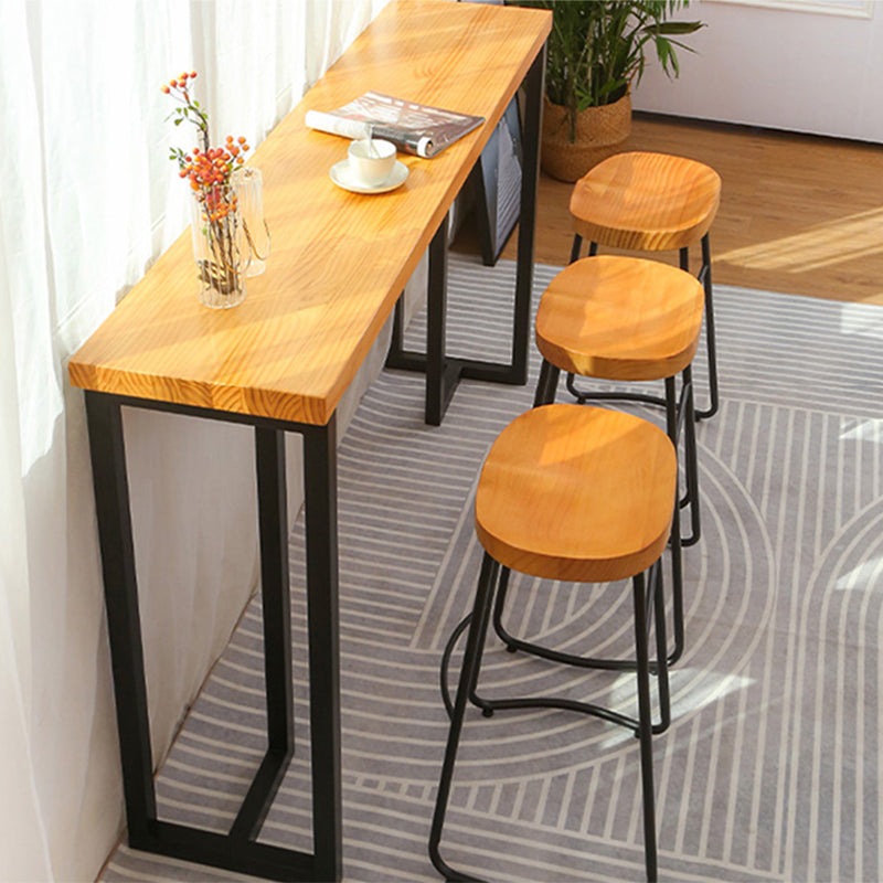 Rectangular Bar Height Table Black Legs and Metal Base Bar Table for Living Room 78.7"L x 15.7"W x 41.3"H Without Chairs Clearhalo 'Bar Furniture' 'Bar Tables' 'bar_tables' 'furn' 'furn_bar_tables' 'Furniture' 'Kitchen & Dining Furniture' 6474562