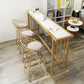 Modern Bar Height Table Faux Marble Top Bistro Table with Gold Base 63"L x 15.7"W x 41.3"H White Without Chairs Clearhalo 'Bar Furniture' 'Bar Tables' 'bar_tables' 'furn' 'furn_bar_tables' 'Furniture' 'Kitchen & Dining Furniture' 6474636
