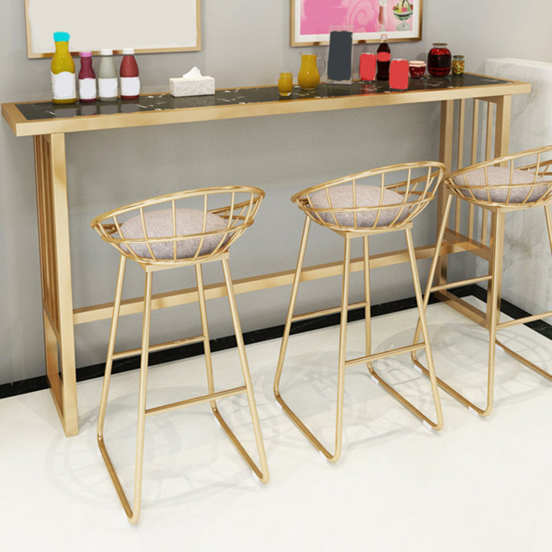 Modern Bar Height Table Faux Marble Top Bistro Table with Gold Base Clearhalo 'Bar Furniture' 'Bar Tables' 'bar_tables' 'furn' 'furn_bar_tables' 'Furniture' 'Kitchen & Dining Furniture' 6474645