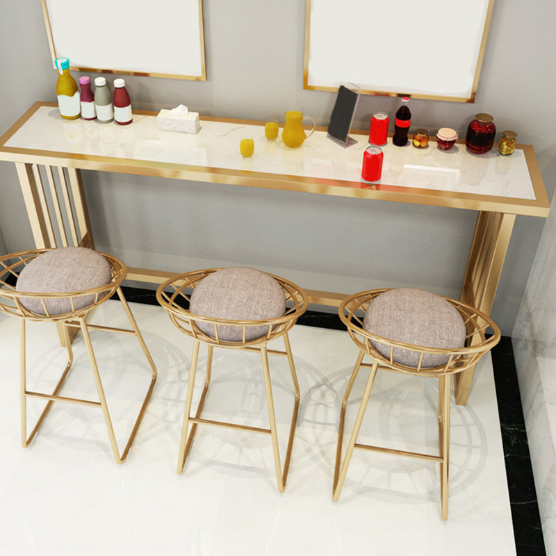 Modern Bar Height Table Faux Marble Top Bistro Table with Gold Base Clearhalo 'Bar Furniture' 'Bar Tables' 'bar_tables' 'furn' 'furn_bar_tables' 'Furniture' 'Kitchen & Dining Furniture' 6474646