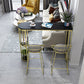 Stone Top Bar Height Table Modern Style Bistro Pub Table with 2 Shelves Black-Gold Without Chairs Clearhalo 'Bar Furniture' 'Bar Tables' 'bar_tables' 'furn' 'furn_bar_tables' 'Furniture' 'Kitchen & Dining Furniture' 6474686
