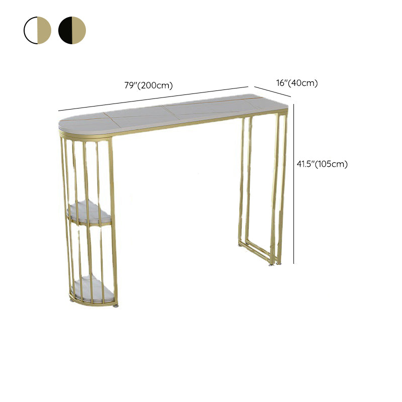 Stone Top Bar Height Table Modern Style Bistro Pub Table with 2 Shelves Clearhalo 'Bar Furniture' 'Bar Tables' 'bar_tables' 'furn' 'furn_bar_tables' 'Furniture' 'Kitchen & Dining Furniture' 6474697