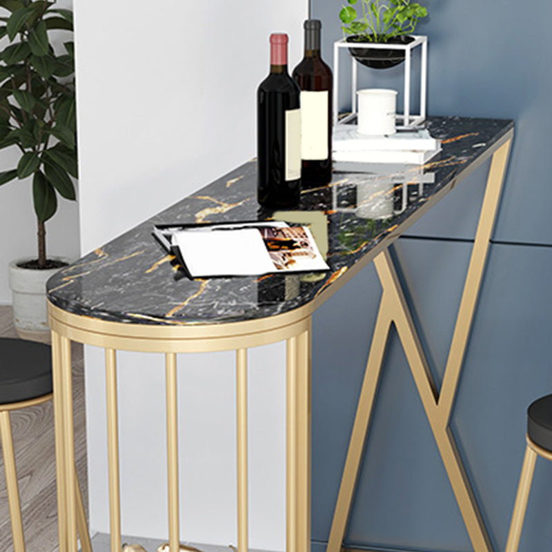 Faux Marble Bar Height Table Modern Style Bistro Pub Table with 2 Shelves Clearhalo 'Bar Furniture' 'Bar Tables' 'bar_tables' 'furn' 'furn_bar_tables' 'Furniture' 'Kitchen & Dining Furniture' 6474724
