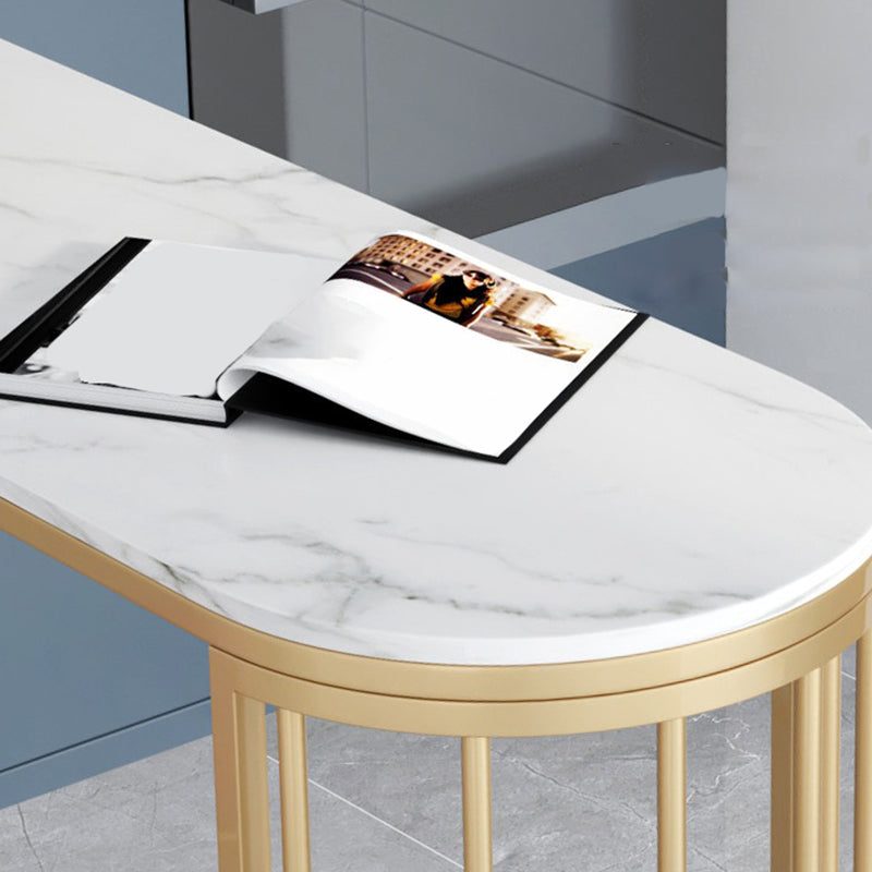Faux Marble Bar Height Table Modern Style Bistro Pub Table with 2 Shelves Clearhalo 'Bar Furniture' 'Bar Tables' 'bar_tables' 'furn' 'furn_bar_tables' 'Furniture' 'Kitchen & Dining Furniture' 6474726