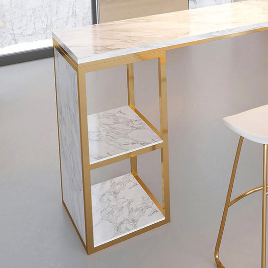 Rectangular Bar Height Table Faux Marble Top Bistro Pub Table for Patio Use Clearhalo 'Bar Furniture' 'Bar Tables' 'bar_tables' 'furn' 'furn_bar_tables' 'Furniture' 'Kitchen & Dining Furniture' 6474741