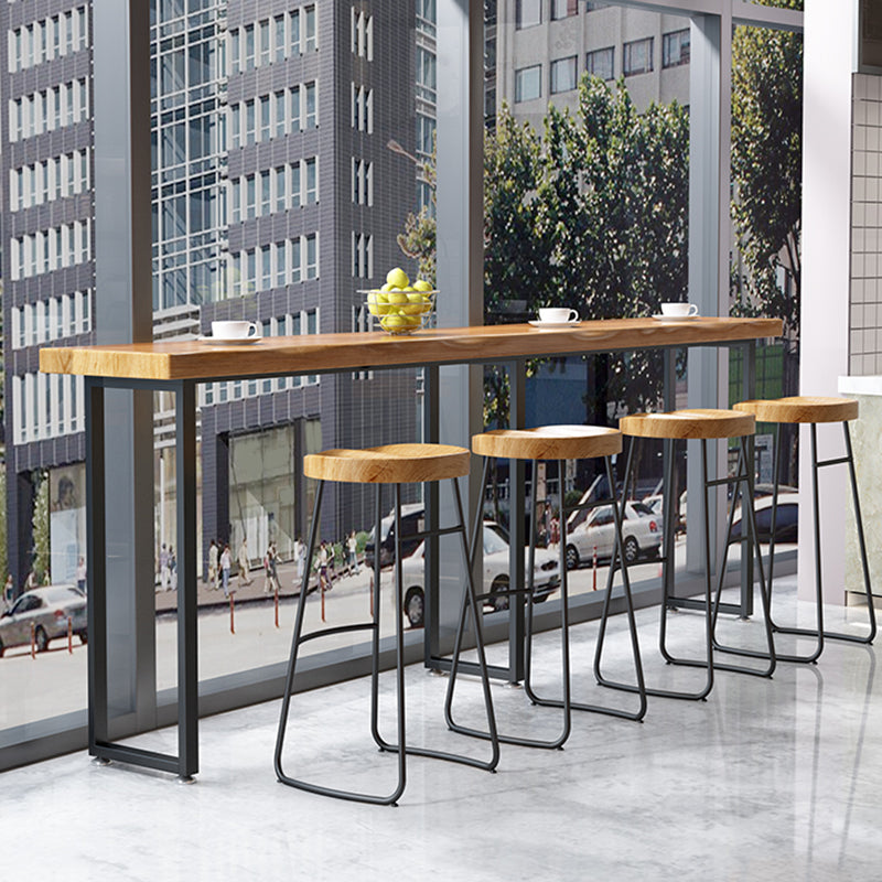 Wood Top Bar Height Table Industrial Style Bistro Pub Table for Patio Use