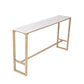 Glam Bar Height Table White Faux Marble Top Bistro Bar Table with Trestle Base Clearhalo 'Bar Furniture' 'Bar Tables' 'bar_tables' 'furn' 'furn_bar_tables' 'Furniture' 'Kitchen & Dining Furniture' 6474814