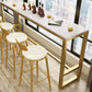 Glam Bar Height Table White Faux Marble Top Bistro Bar Table with Trestle Base Clearhalo 'Bar Furniture' 'Bar Tables' 'bar_tables' 'furn' 'furn_bar_tables' 'Furniture' 'Kitchen & Dining Furniture' 6474821