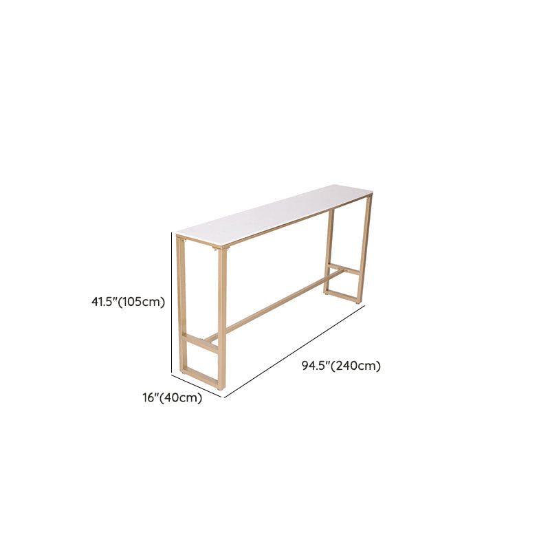Glam Bar Height Table White Faux Marble Top Bistro Bar Table with Trestle Base Clearhalo 'Bar Furniture' 'Bar Tables' 'bar_tables' 'furn' 'furn_bar_tables' 'Furniture' 'Kitchen & Dining Furniture' 6474825