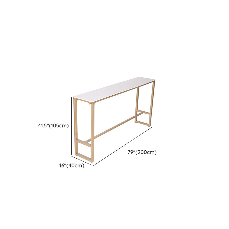 Glam Bar Height Table White Faux Marble Top Bistro Bar Table with Trestle Base Clearhalo 'Bar Furniture' 'Bar Tables' 'bar_tables' 'furn' 'furn_bar_tables' 'Furniture' 'Kitchen & Dining Furniture' 6474827
