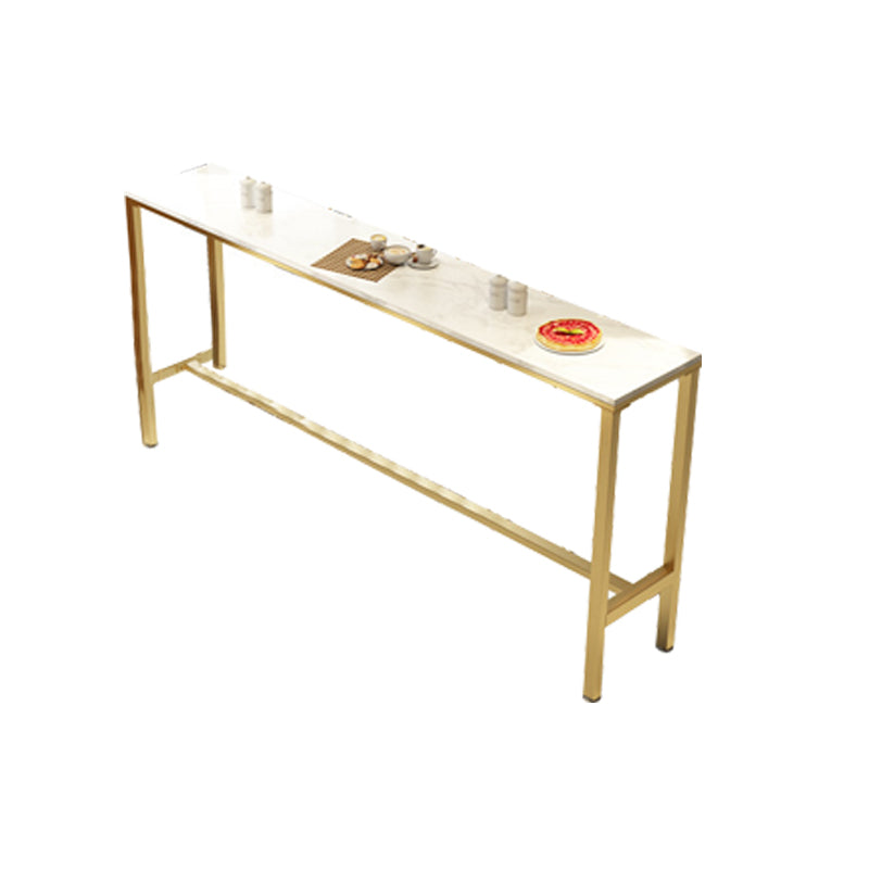 Glam Bar Height Table White Faux Marble Top Bistro Table with Trestle Base Without Chairs Clearhalo 'Bar Furniture' 'Bar Tables' 'bar_tables' 'furn' 'furn_bar_tables' 'Furniture' 'Kitchen & Dining Furniture' 6474834