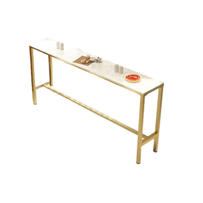 Glam Bar Height Table White Faux Marble Top Bistro Table with Trestle Base Without Chairs Clearhalo 'Bar Furniture' 'Bar Tables' 'bar_tables' 'furn' 'furn_bar_tables' 'Furniture' 'Kitchen & Dining Furniture' 6474834