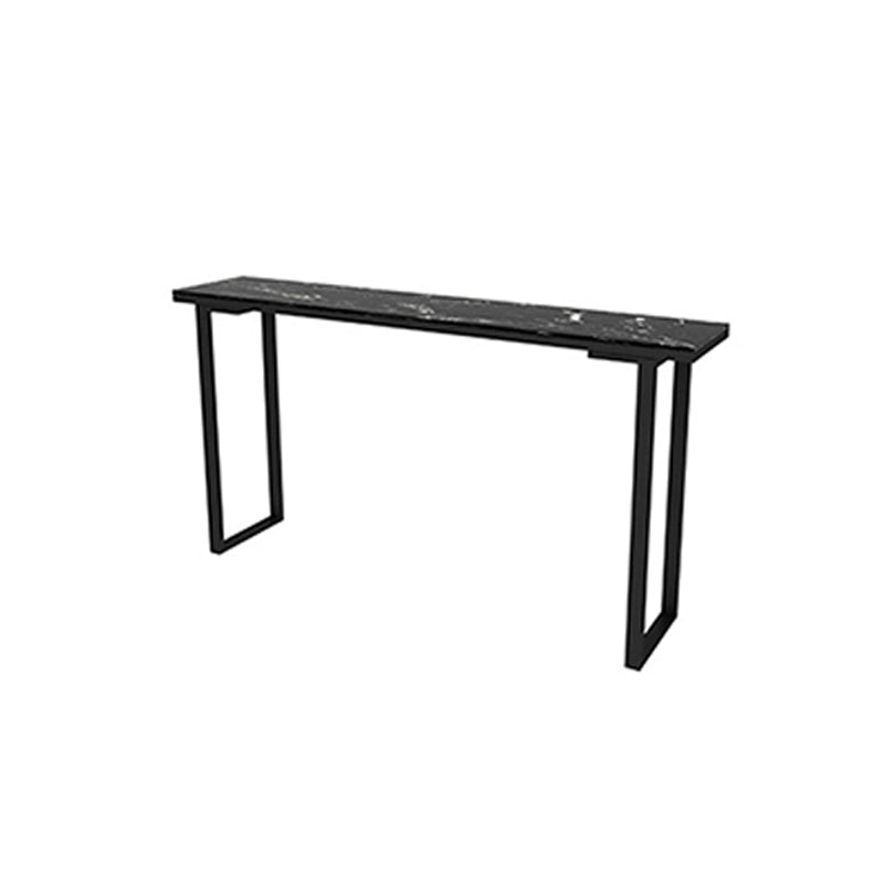 Glam Bar Height Table Faux Marble Top Bistro Table with Sled Base Black Without Chairs Clearhalo 'Bar Furniture' 'Bar Tables' 'bar_tables' 'furn' 'furn_bar_tables' 'Furniture' 'Kitchen & Dining Furniture' 6474852