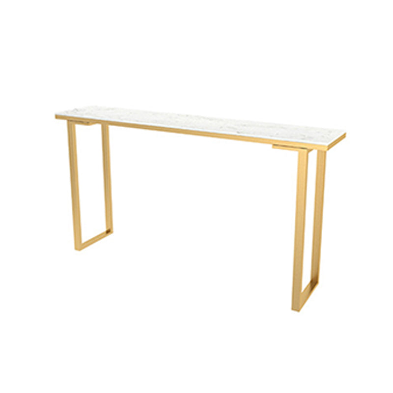 Glam Bar Height Table Faux Marble Top Bistro Table with Sled Base White Without Chairs Clearhalo 'Bar Furniture' 'Bar Tables' 'bar_tables' 'furn' 'furn_bar_tables' 'Furniture' 'Kitchen & Dining Furniture' 6474854