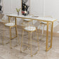 Glam Bar Height Table Faux Marble Top Bistro Table with Sled Base 63"L x 15.7"W x 41.3"H White Without Chairs Clearhalo 'Bar Furniture' 'Bar Tables' 'bar_tables' 'furn' 'furn_bar_tables' 'Furniture' 'Kitchen & Dining Furniture' 6474856