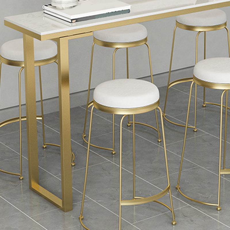Glam Bar Height Table Faux Marble Top Bistro Table with Sled Base Clearhalo 'Bar Furniture' 'Bar Tables' 'bar_tables' 'furn' 'furn_bar_tables' 'Furniture' 'Kitchen & Dining Furniture' 6474858