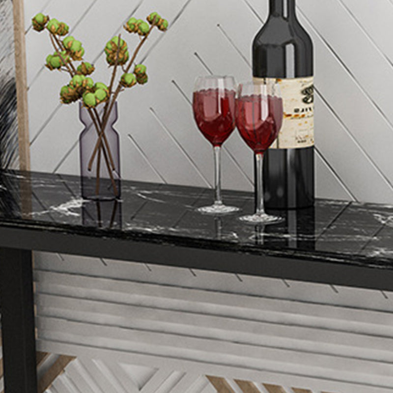 Glam Bar Height Table Faux Marble Top Bistro Table with Sled Base Clearhalo 'Bar Furniture' 'Bar Tables' 'bar_tables' 'furn' 'furn_bar_tables' 'Furniture' 'Kitchen & Dining Furniture' 6474859