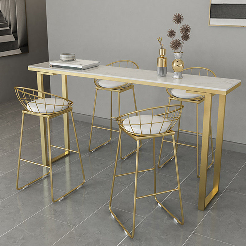 Glam Bar Height Table Faux Marble Top Bistro Table with Sled Base Clearhalo 'Bar Furniture' 'Bar Tables' 'bar_tables' 'furn' 'furn_bar_tables' 'Furniture' 'Kitchen & Dining Furniture' 6474863