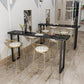 Glam Bar Height Table Faux Marble Top Bistro Table with Sled Base Clearhalo 'Bar Furniture' 'Bar Tables' 'bar_tables' 'furn' 'furn_bar_tables' 'Furniture' 'Kitchen & Dining Furniture' 6474864
